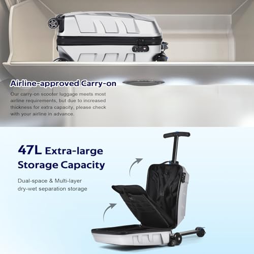 image for smilesun Scooter Suitcase for Kids & Adults，3-D Hardshell Ride On Sc