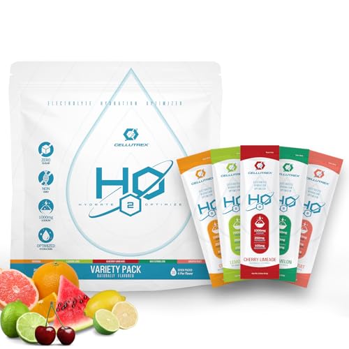 Cellutrex® H2O Electrolytes - Variety Pack | Zero Sugar Electrolyte Powder Drink Mix | Natural Salt, Non-GMO Electrolytes for Workouts, Fasting, Wellness, and Travel | 20 Easy-Open Stick Packs