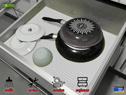 Gitterschutzmatte mit rutschfester Unterseite, Mehrzweck-Pad, Schubladenunterlage für Küche, Geschirr, Spüle, Schränke, 100 % PVC, hygienisch, Breite 65 cm, Weiß