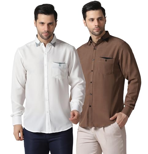 Image of TAGDO Men's Full Sleeve Shirt | Pocket Design and Spread Collar Shirt for Man (2054)