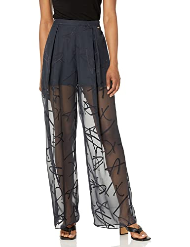 Emporio Armani Women's Allover Devore Logo See Through Legs Pants