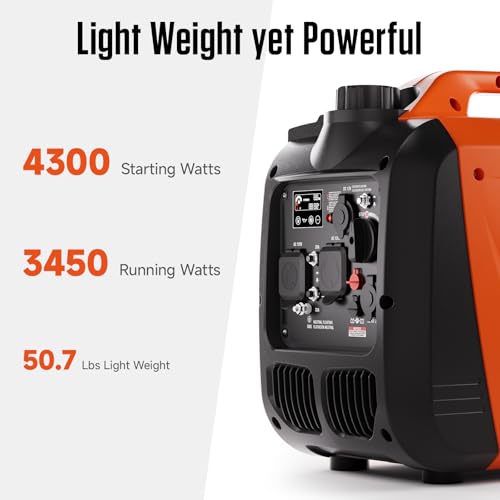 Image of AIVOLT Inverter Generator 4300W Gas Powered Portable Super Quiet Outdoor Generator RV Ready for Camping Tools and Home Use, EPA Compliant