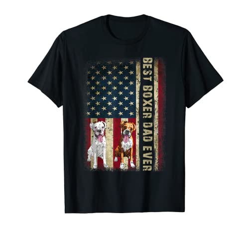 Camiseta para hombre Best Boxer Dad Ever para amante de los perros, regalo de bandera americana Camiseta
