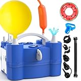 LooLaa Balloon Pump 3-in-1 Triple Inflating Ports Electric Air Pump for All Latex 260q Foil Mylar Balloons Inflation, Quick-Fill Inflator Deflator for Pool Floats Air Beds Inflatables-Blue