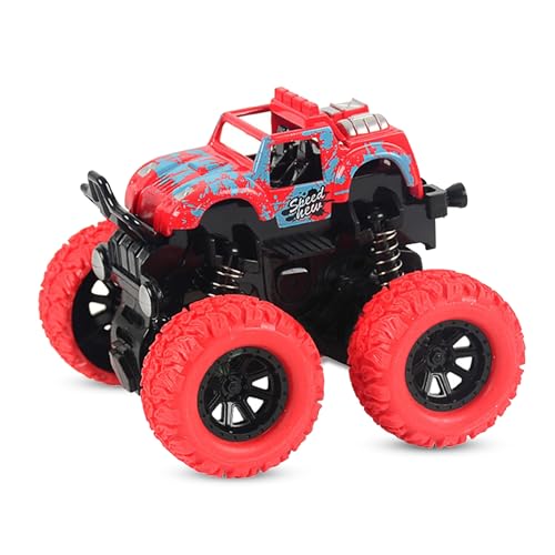 Image of Toyshine Friction Powered 4x4 Big Wheel Monster Rock Crawler Small Zap Car Toy with Rubber Wheels |Spring Shock Absorber Suspension with Push and Go Feature for Kids 3+,Red