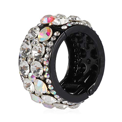 1PCS Ponytail Rhinestone Hair Clips for Women Girls,Hair Plastic Crystal for Hair Ponytail Ring Buckle Holder Women Accessories Hairpin Headwear Barrette Styling Tools Accessories,White