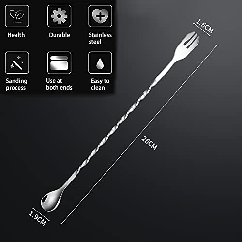 Spiralrührlöffel,Edelstahl Cocktailrührlöffel, Rührlöffel, Mehrzweck Cocktail Stößel Gabel Crushed Ice Löffel, Spezielle… - Image 7