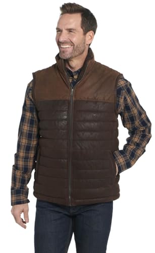 Cripple Creek Mens Quilt-Stitched Two-Tone Mustang Leather Leather Vest
