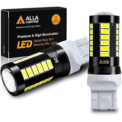 Alla Lighting 2800lm T20 7440 7443 LED Bulbs, White Reverse/Signal/Brake Tail/DRL Lights 7444 7443LL 7441 W21W 6000K Xenon Xtreme Super Bright 12V 5730 33-SMD Upgrade Cover