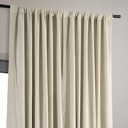 HPD Half Price Drapes Signature Velvet Thermal Blackout Curtains for Living Room 84 Inch Long (1 Panel) Rod Pocket Insulated Blackout Curtains for Bedroom Window Curtains, 100W x 84L, Ivory