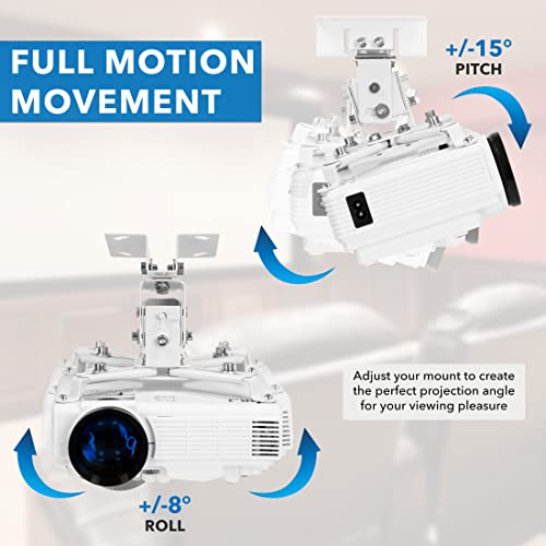Mount-It! Wall Or Ceiling Projector Mount With Universal Lcd/Dlp Mounting For Epson, Optoma, Benq, Viewsonic Projectors, 44Lb Load Capacity, White #TOP3
