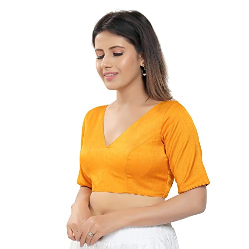 Image of Vamas Women's Silk Padded Self Design Half Sleeve Readymade Saree Blouse (VFJ-140)