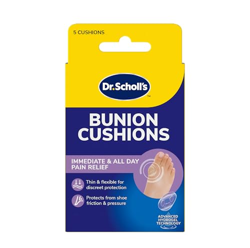 Dr. Scholls Bunion Cushions with Hydrogel Technology Pack of 5 - Immediate All-Day Bunion Pain Relief Bunion Pads Bunion Protector Protects from Shoe Friction and Pressure Thin Flexible