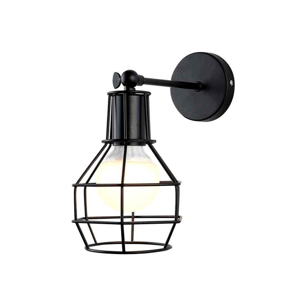 Lámpara de pared de jaula E27 aplique industrial retro negro de alambre para comedor y cocina