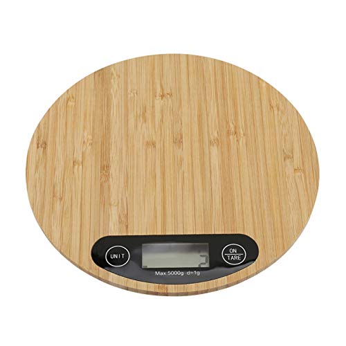 Balance De Cuisine Numérique，5kg/1g Numérique de Haute Précision Pesée en Bois avec Grand écran LCD à Plate-Forme pour La Cuisson à Domicile