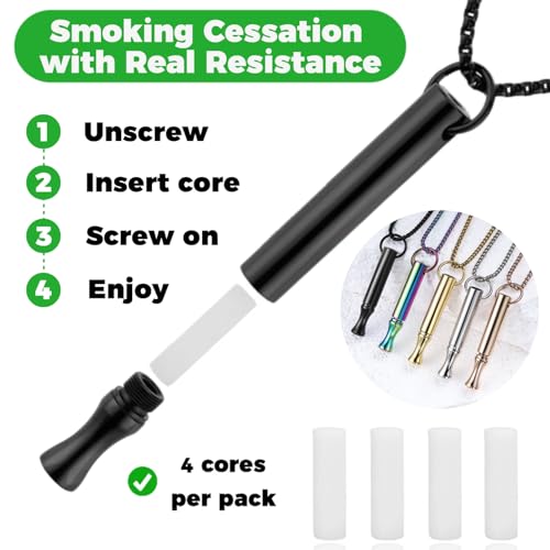Breathing Necklace to Quit Smoking and Vaping - Refillable Essential Oil Diffuser, Fidget Necklace for Anxiety Relief, Smokeless Inhaler with 4 Cotton Pods2