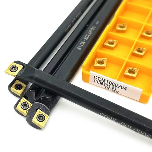 Juego de herramientas de torno con porta y 10 insertos de carburo miniatura 7