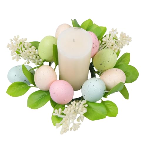 Jinyilwn Portavelas de corona de Pascua, centro de mesa, corona de Pascua, portavelas, decoración de Pascua para mesa, corona, portavelas, corona de Pascua, juego de portavelas