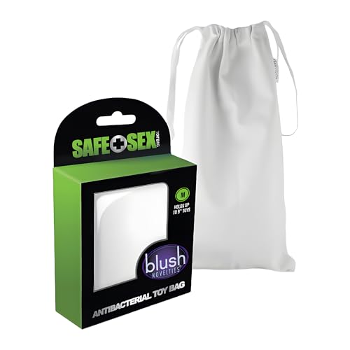 Blush 10.25 Safe Sex Adult Toy Storage Bag Cinch Pouch with Drawstrings Sanitary Silver Crystals Infused Fabric Compact Travel Bag for Dildo Vibrators Wands and Dildo Holder Sex Toys - (White)