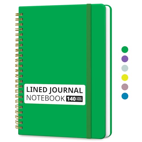 Image of Taja Lined Spiral Journal Notebook for Women & Men, 140 Pages, College Ruled Hardcover Notebook for Work & Note Taking, Journals for Writing, A5(5.7 inch x 7.9 inch) - Racing Green