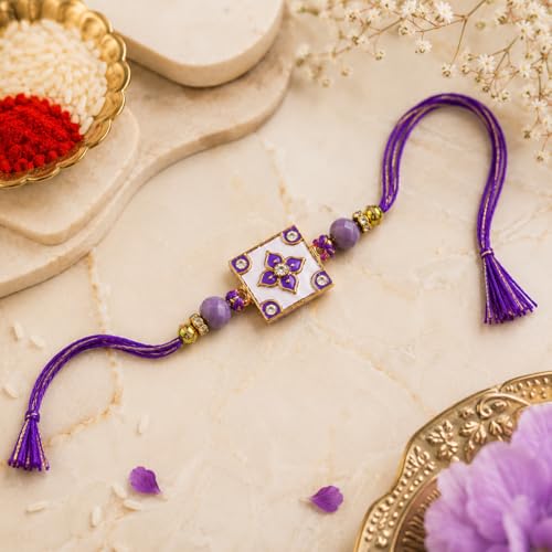 Image of JAIPUR ACE Elegant Blue inchBRO inch Designer Rakhi Gift Set with Greeting Card and Roli Chawal Pouch, Premium Brother Rakhi, Festive Raksha Bandhan Gift for Brother, Traditional (nr1)