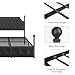 Keyluv Queen Upholstered Canopy Bed Frame with 2 Drawer and Button Tufted Headboard Metal Platform Bed with 4 Removable Posts Two-Purpose Velvet Bed No Box Spring Needed Dark Grey/Curtain Not Included