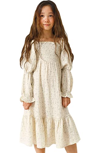 NOTHING FITS BUT Girl’s Classic Cotton Dress, Muslin Yuki Gown, Kids Casual Long Dress