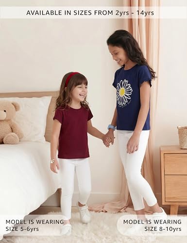 Image of Amazon Brand - Symbol Girl's Cotton Jersey Stretchable Leggings | Ankle Length | Aged 2-14 Years