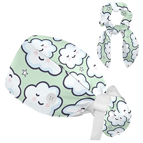 Bonnet bouffant à nouer de protection avec élastique cheveux et bandeau de gommage