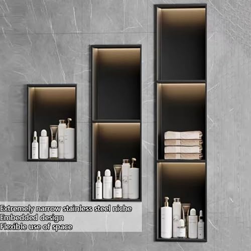 Niche murale acier inoxydable avec LED pour une douche moderne et épurée