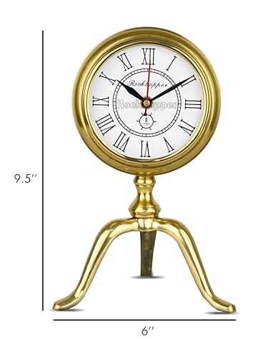 Image of Metal Gold Handcrafted Chrono Analog Table Clock, Aesthetic Desk Clock for Home Decor Office Desk Living Room Bedroom Study Room Kids Room (Small 5'')