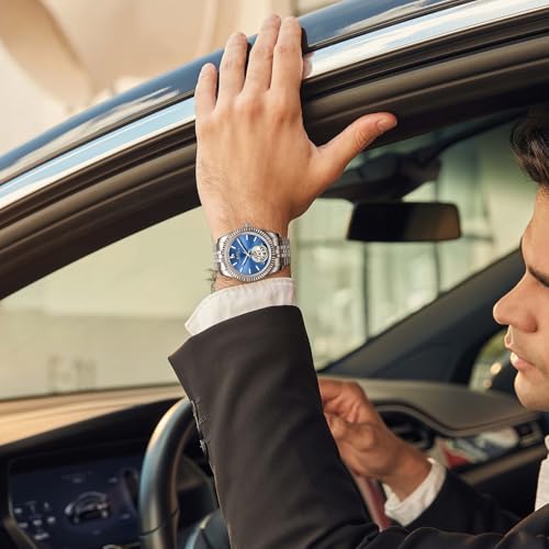 Image of BUREI Men's Classic Luxury Watch Stainless Steel Waterproof Machine Watch Fashion Double Watches Date Sapphire Crystal