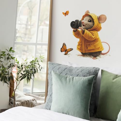 Vinilo Decorativo Ratón Fotógrafo con Mariposas miniatura 6