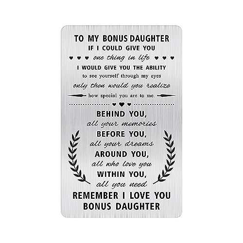 Alotozo Remember I Love You Bonus Daughter Valentines Card - To My Bonus Daughter Gifts - Step Daughter Wallet Cards from Mom Dad