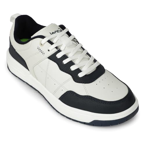 Image of Liberty LEAP7X NOBLESTEPE Sneakers for Men - Black & Navy Blue Lace-Up Casual Shoes | Memory Foam Cushioned Insole, Lightweight Sneakers, Walking, College, Travel & Casual Outings