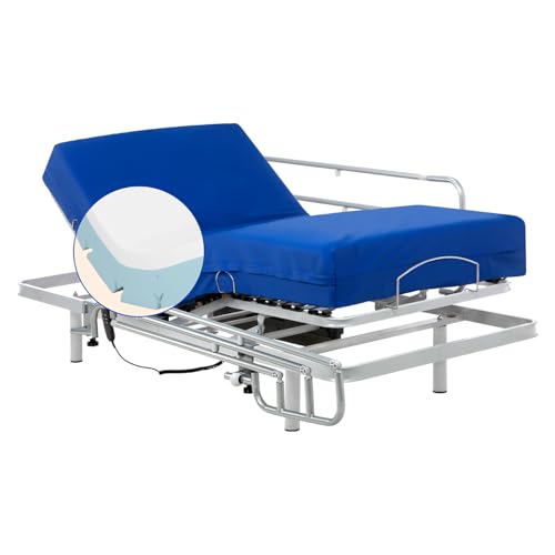 Geriafy - Pack Cama articulada Reforzada con colchón viscoelástico Professional V6 | Funda Impermeable (80x190 cm, barandillas)