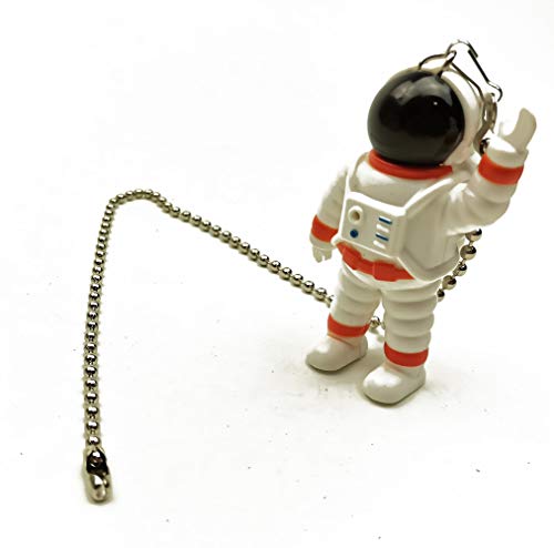 Image of Ceiling Fan Pull Chain Extender with Spaceman Charm - 12-Inch Decorative Fan Chain Pulls & Ball Connector (Dangler Pendant Accessories) (Orange)