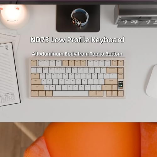 Image of OOCTPK Mechanical Keyboard, Chilkey ND75 LP Wireless Gaming Keyboard with LCD Screen, Bluetooth 5.3 /2.4G /USB-C, Hot Swappable Per-Key RGB Custom, Thin Front, Wrist Rest, Full-Aluminum, PC /Mac Support