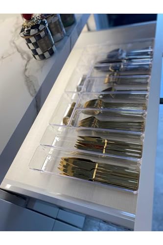 color house 10 Parça Set Modüler Çekmece Içi Düzenleyici Mutfak Makyaj Takı Banyo Buzdolabı Organizer Şeffaf 46,2 x 38,5