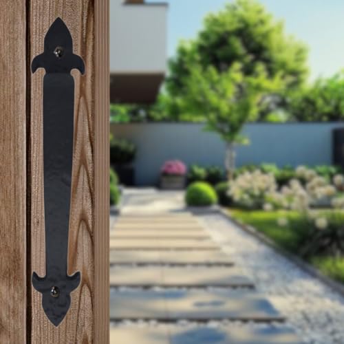 Image of 11 Inch Spear Tip Hammered Barn Door Handle - Black Cast Iron Pull for Sliding Doors, Gates, Sheds, Fences, Closets - Indoor Outdoor Farmhouse Hardware