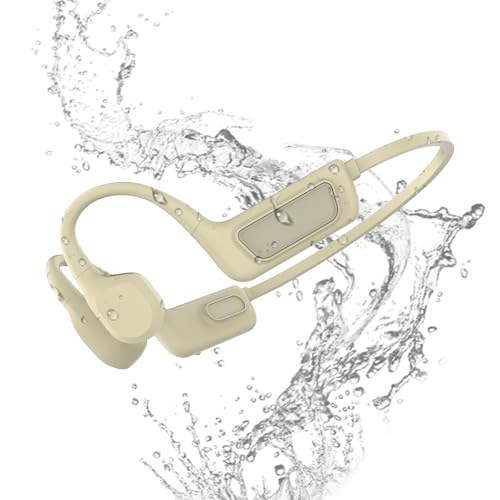 IPX8 Waterproof Swimming Headphones-Bone Conduction Headphones, Built-in 32G Memory, Underwater Earbuds, Wireless Earphones Bluetooth 5.4, 8H Playtime, Waterproof Earbuds for Swimming, Running(white)