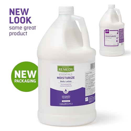 Image of Medline Remedy Essentials Moisturizing Body Lotion (1 Gallon Bottle), 1 Count, Fresh Scent, Hydrating, Non-Greasy, For Dry Skin, Hypoallergenic, Men, Women, Elderly
