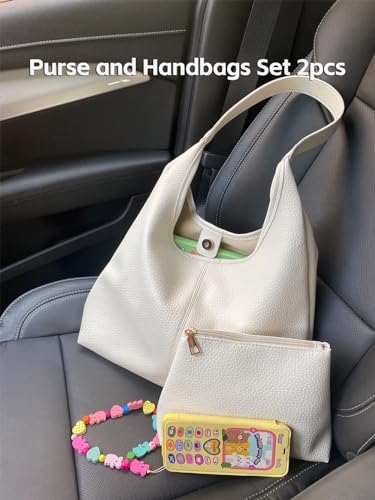 Image of Women's Tote Satchel Shoulder Top Handle Hobo Bag Set White
