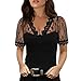 AMDOLE Chemisiers pour Femmes éLéGant Sexy Dentelle LâChe T-Shirt Cauasl Chemises Col en V à Manches Courtes Hauts Dames éTé Mode Pull Grande Taille Tenues