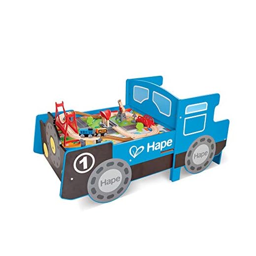 Hape Wooden Blue Foldable Ride-on Train Table, Small