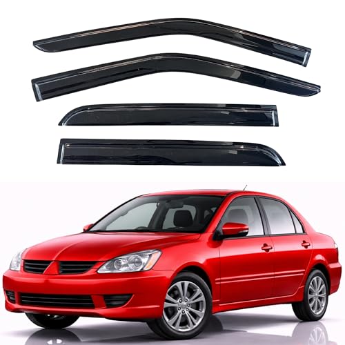 Image of KPY Rain Guards Fit for 2002-2006 Mitsubishi Lancer Sedan, Out-Channel Window Visors Vent Wind Deflectors 4PC, Car Accessories for 02-06 Lancer (Sedan Only)