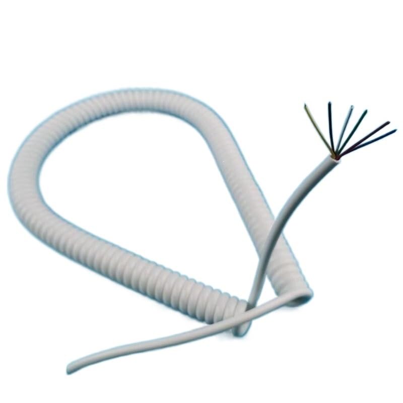 Cable espiral de resorte 26 AWG resistente con 6 núcleos internos blancos 4
