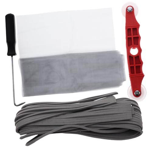 OSALADI 1set Window Screen Repair Kit Roller Tool Spline and Hook Complete Mesh Screen Replacement Accessory for Homeowners and Projects