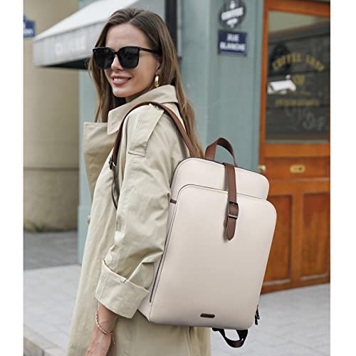 Image of CLUCI Leather Backpack for Women, 15.6 inch Laptop Bag, Large Genuine Work Backpack Travel Back