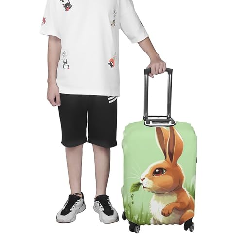 Cartoon Rabbit Eating Grass Travel Luggage Cover Elastic Washable Suitcase Cover Dustproof Anti-Scratch Suitcase Protector Fits 19-32 Inch Luggage, L 7